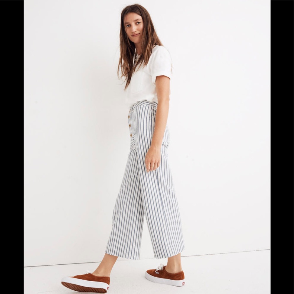 Madewell Emmett Wide-Leg Crop Pants in Stripe
